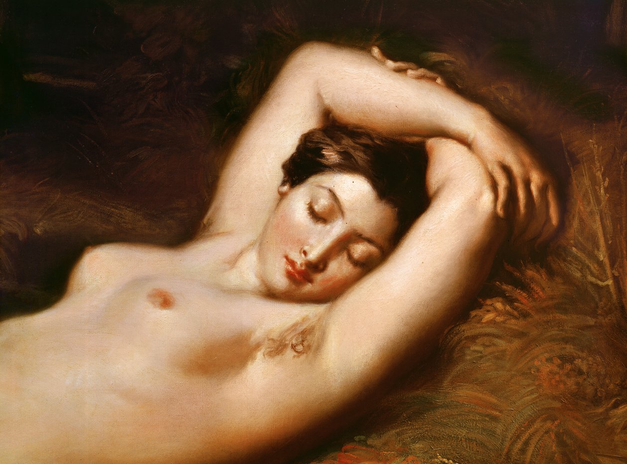 Een slapende nimf (detail) door Théodore Chassériau