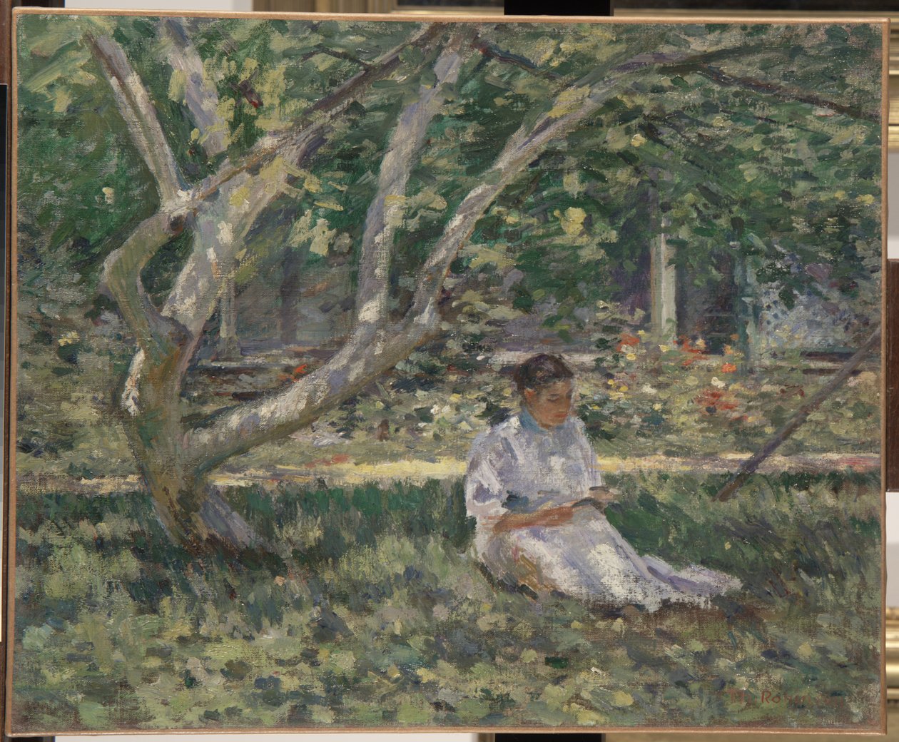 Nettie lezend, ca.1894 door Theodore Robinson