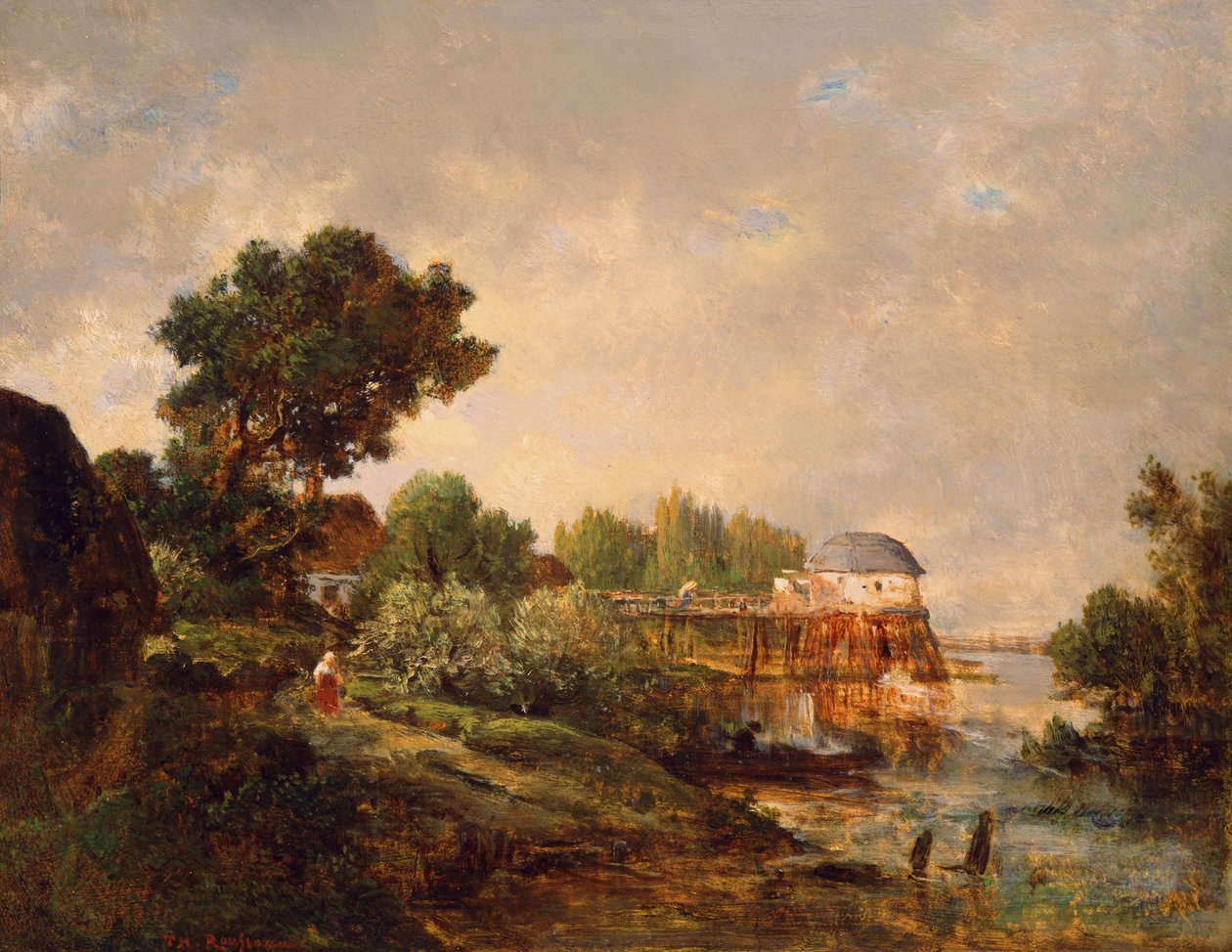 De oude molen in Saint-Ouen, Parijs, Frankrijk door Pierre Etienne Theodore Rousseau
