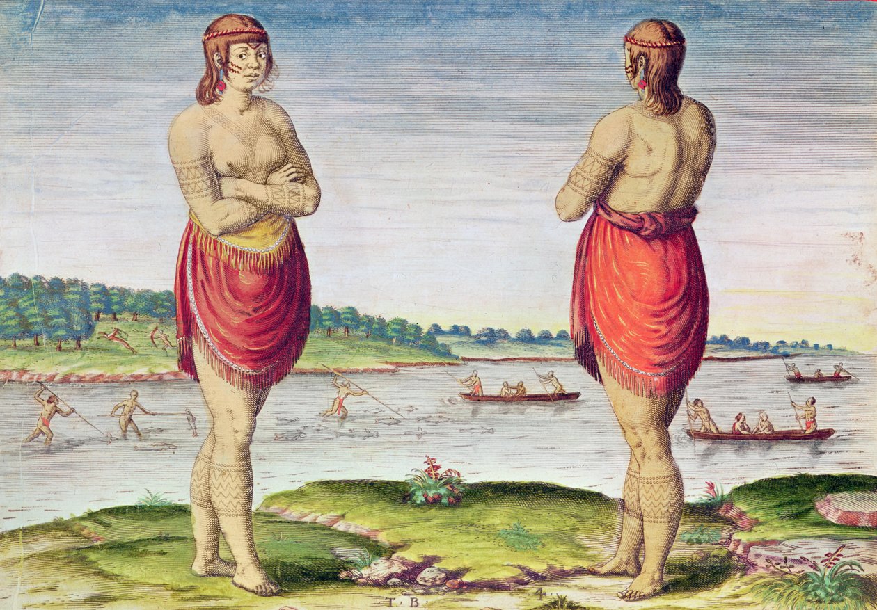 Admiranta Narratio..., Adellijke vrouw van Secota, Virginia (pagina 51), 1585-1588 door Theodore de Bry