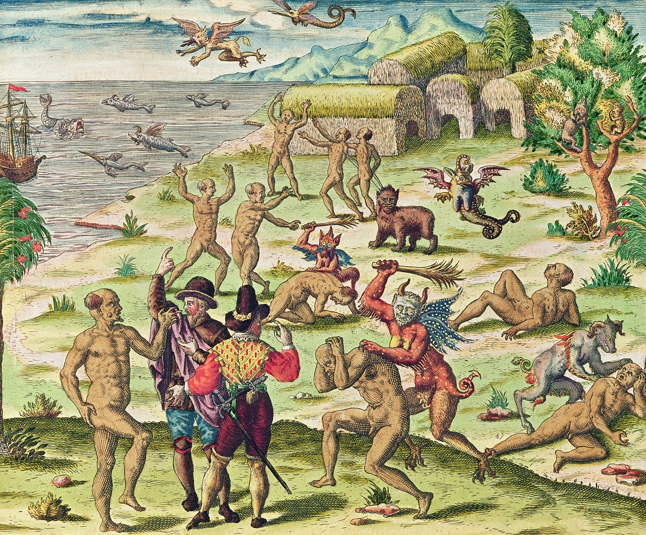 Cacodemon die de wilden aanvalt, uit 