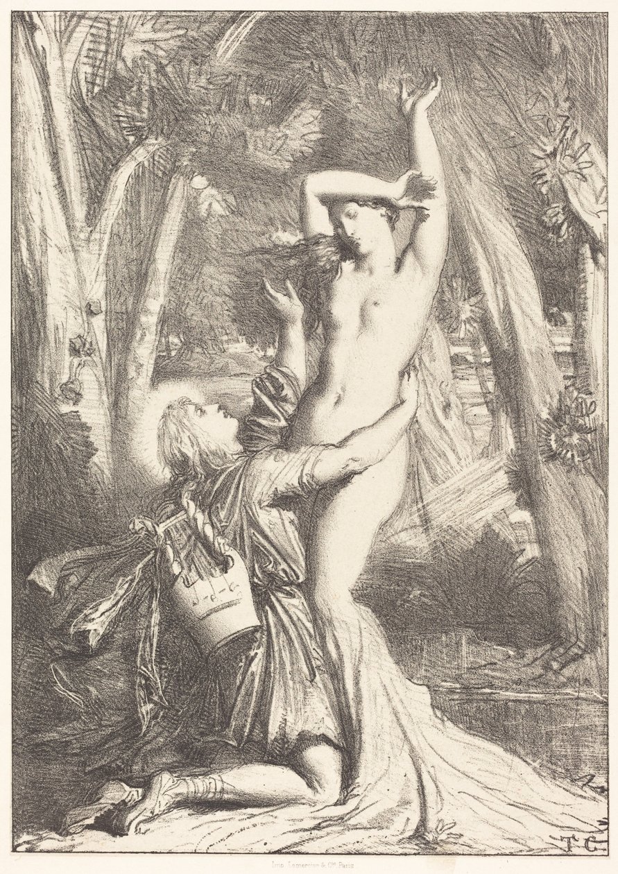 Apollo en Daphne door Théodore Chassériau