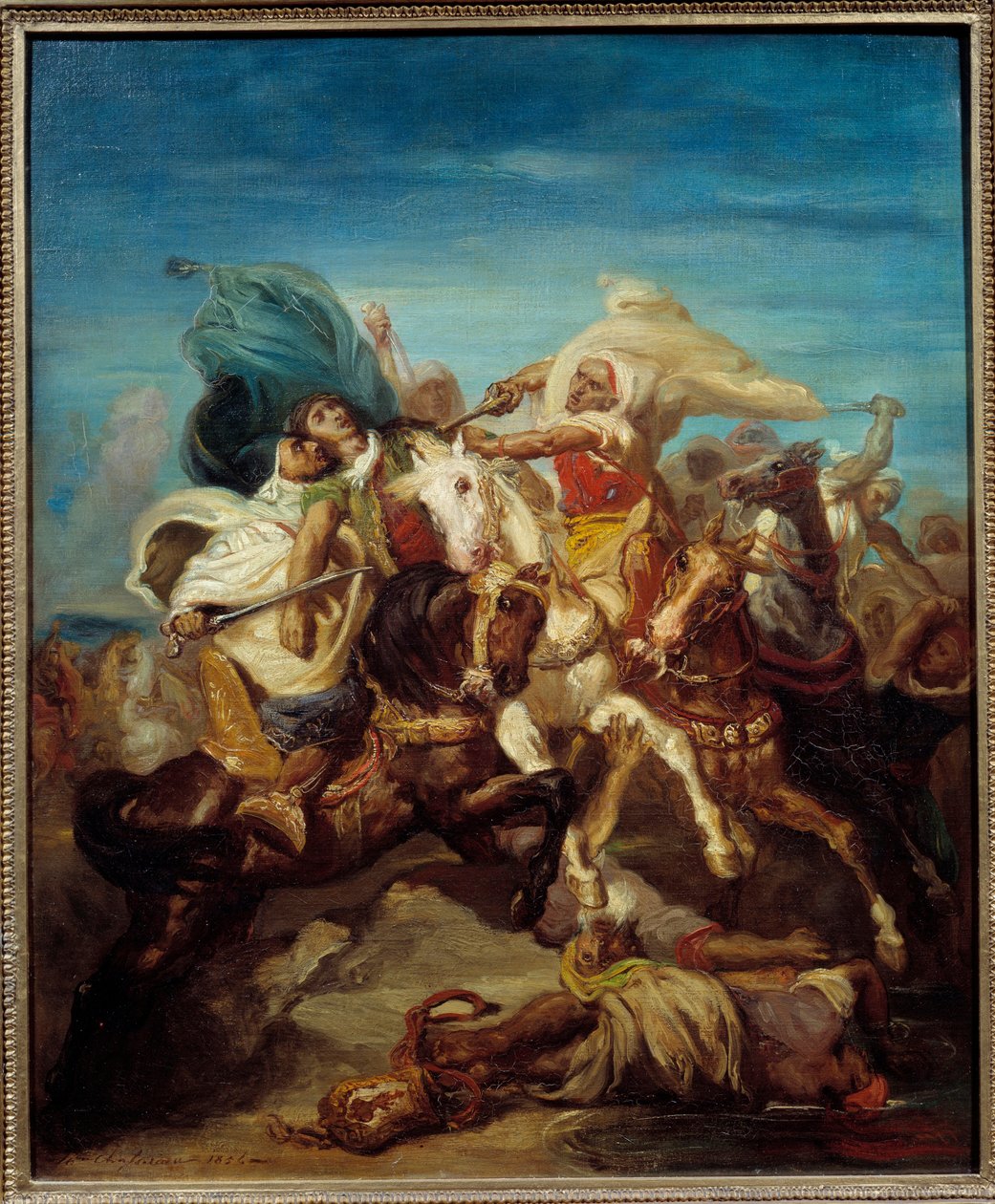 Slag van Arabische ruiters door Théodore Chassériau