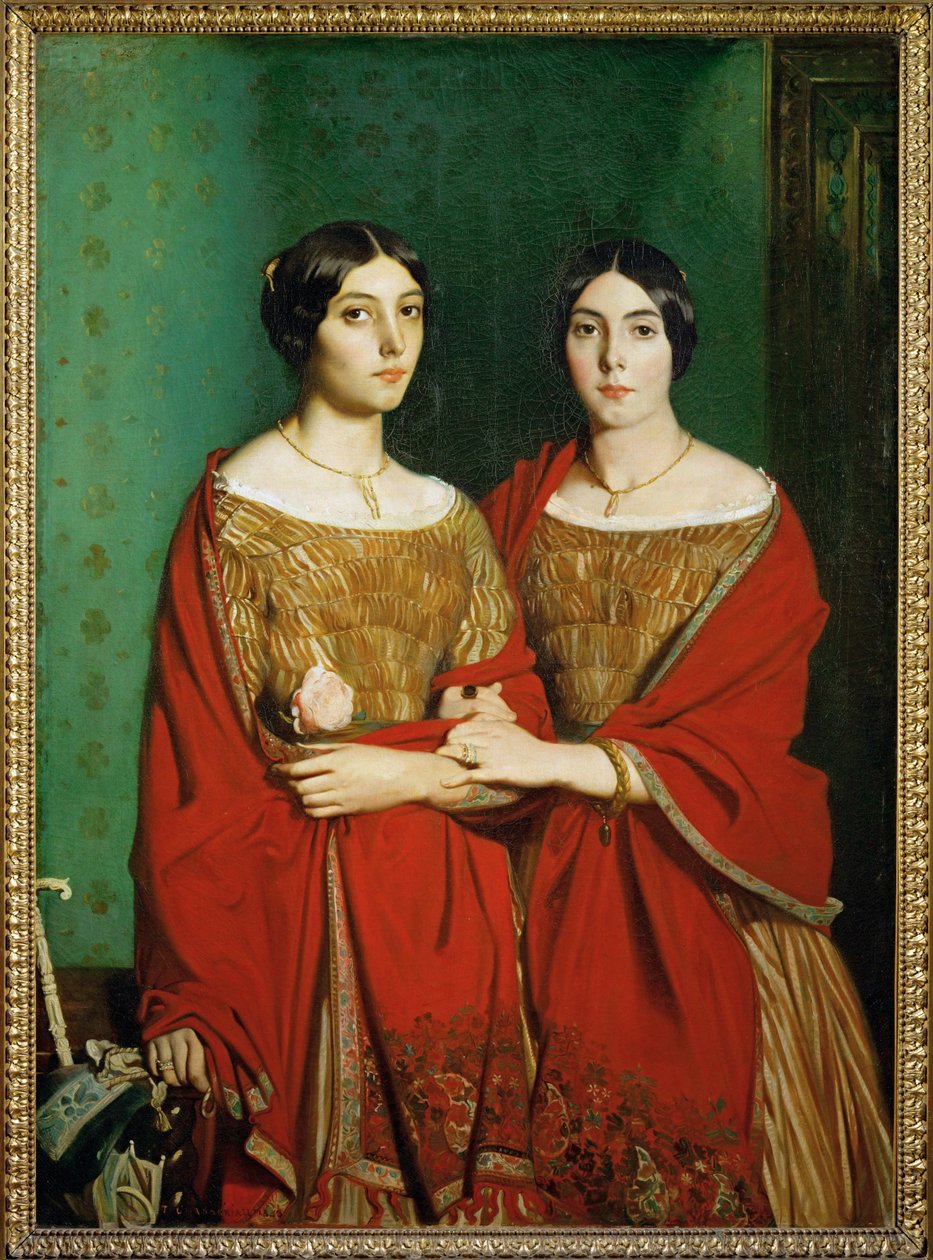 Mesdemoiselles C., dit aussi Les deux soeurs - De twee zussen. De schilderende zussen Adele en Genevieve ... door Théodore Chassériau