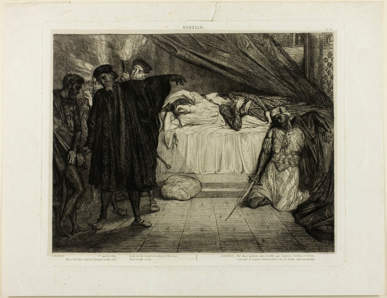 O Spartaanse hond, plaat vijftien uit Othello door Théodore Chassériau