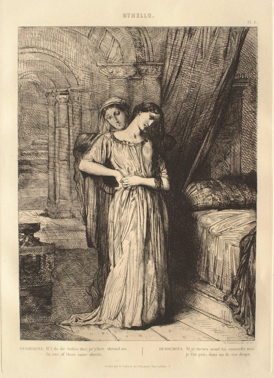 Othello-suite: nr. 8 (akte 4, scène 3: Desdemona en Emilia) door Théodore Chassériau