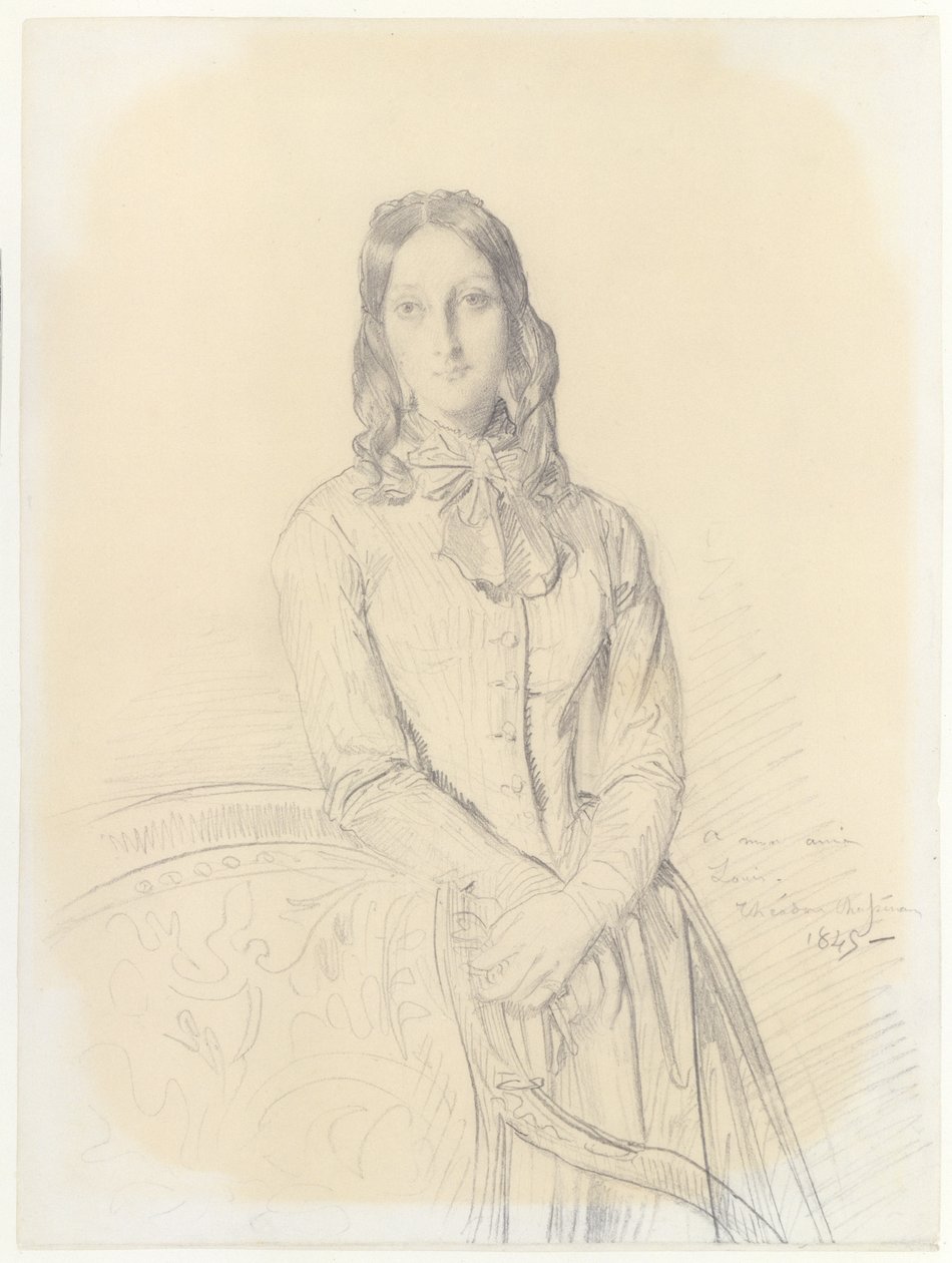 Portret van mevrouw Gabrielle Marcotte de Quivières door Théodore Chassériau