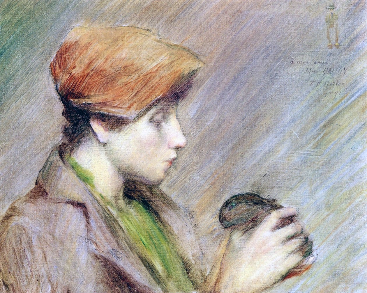 Suzanne Hoschedé met een konijn, 1891 door Theodore Earl Butler