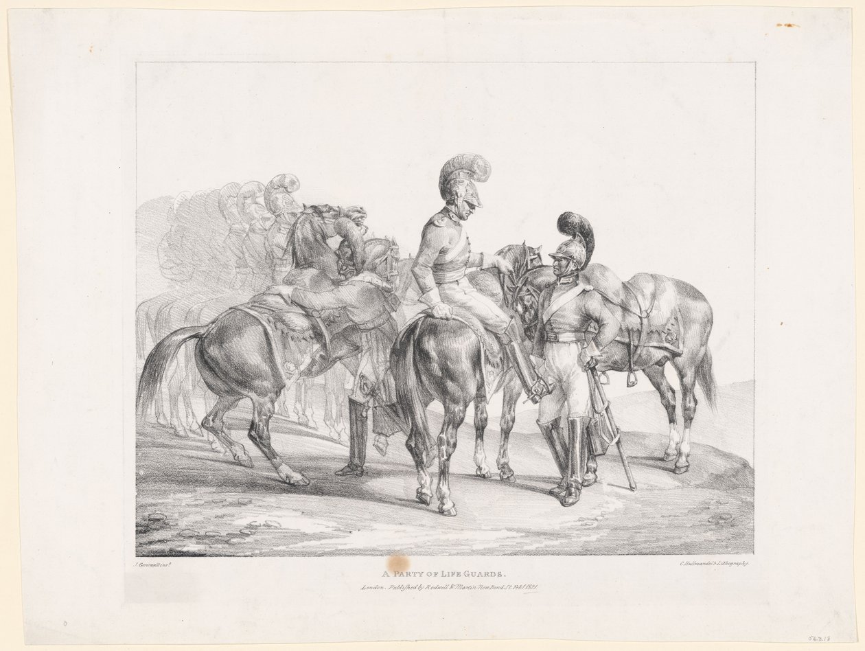 Een groep strandwachten door Theodore Gericault