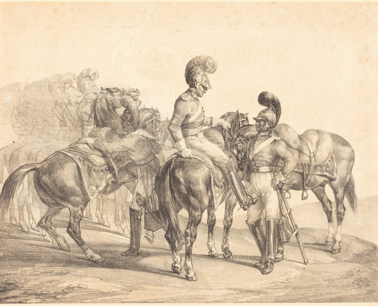 Een groep strandwachten door Theodore Gericault