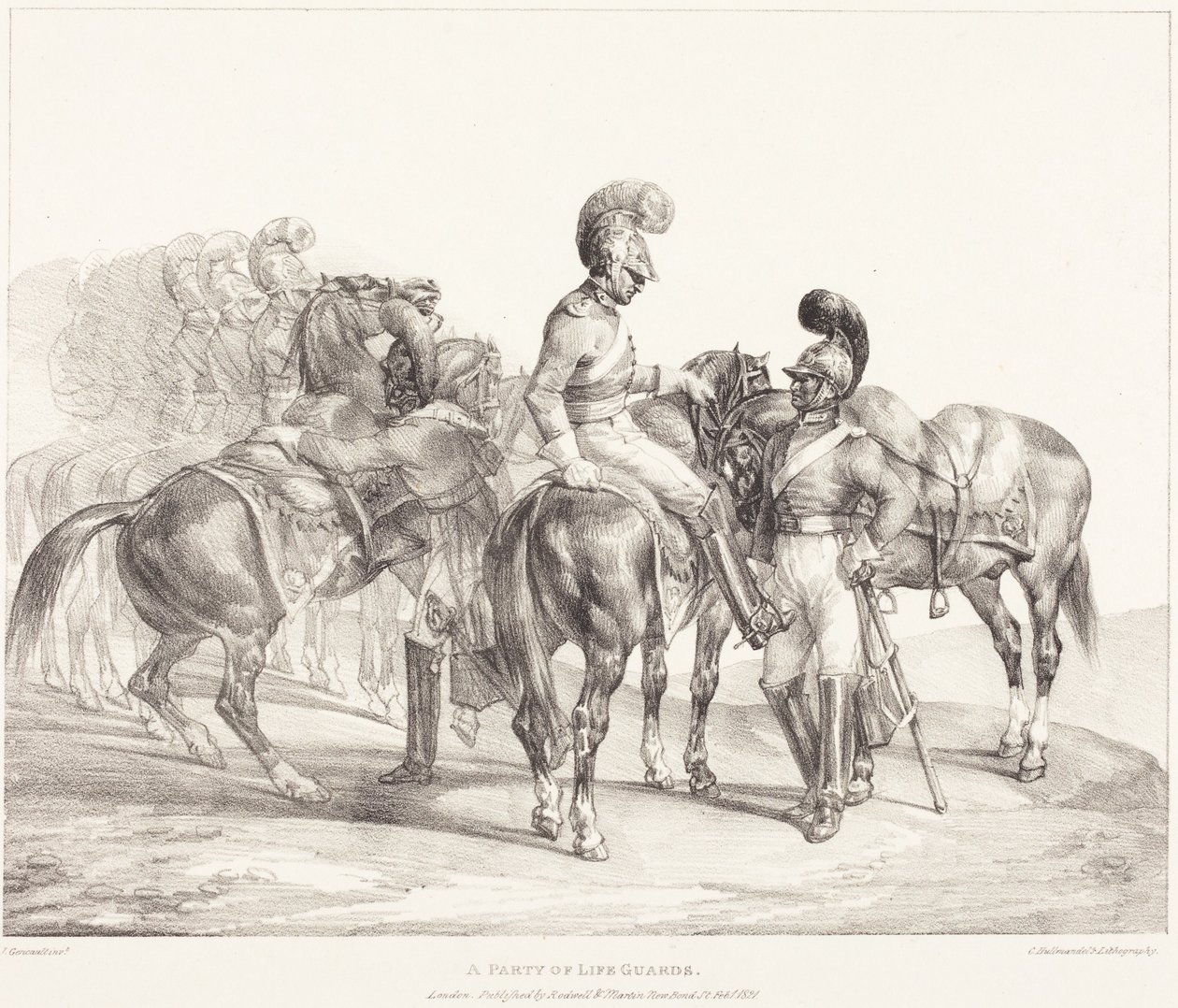 Een groep strandwachten door Theodore Gericault