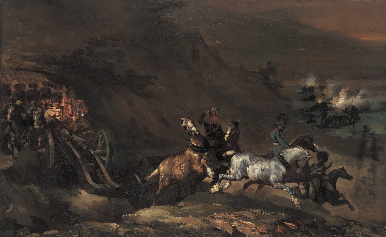Oprukkende artillerie door Theodore Gericault