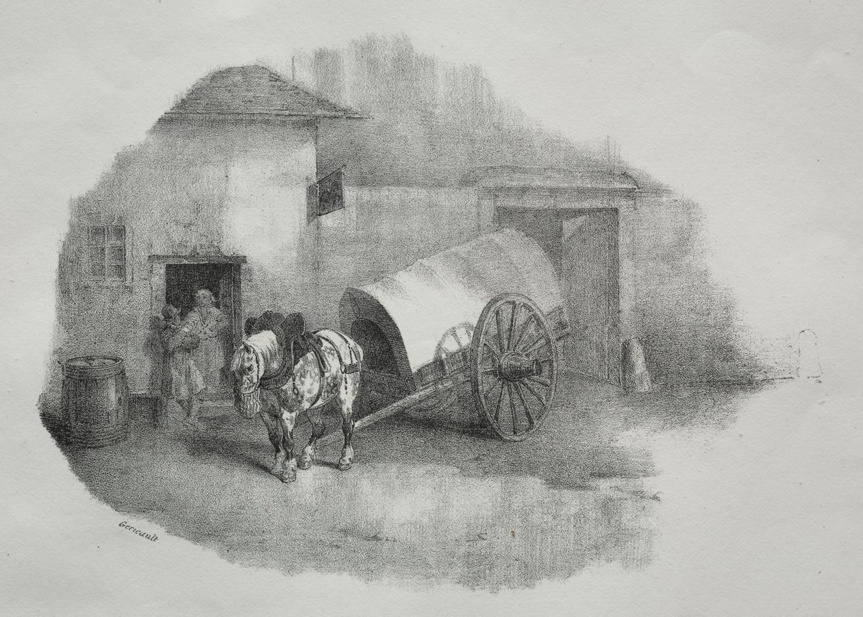 Paard uit de wagen getrokken door Theodore Gericault