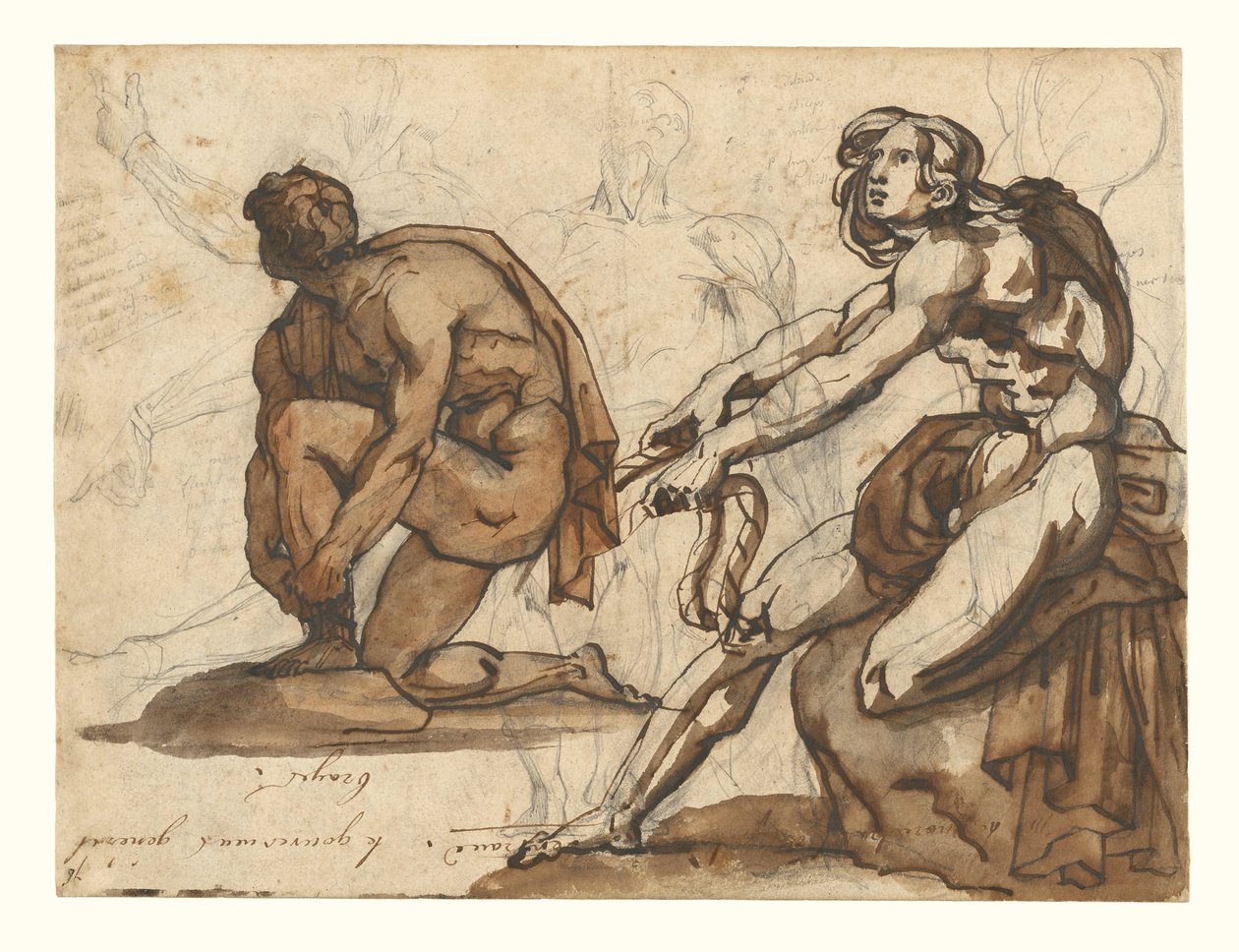 Klassieke naakten (voorkant); Klassieke beeldhouwwerken (achterkant) door Theodore Gericault
