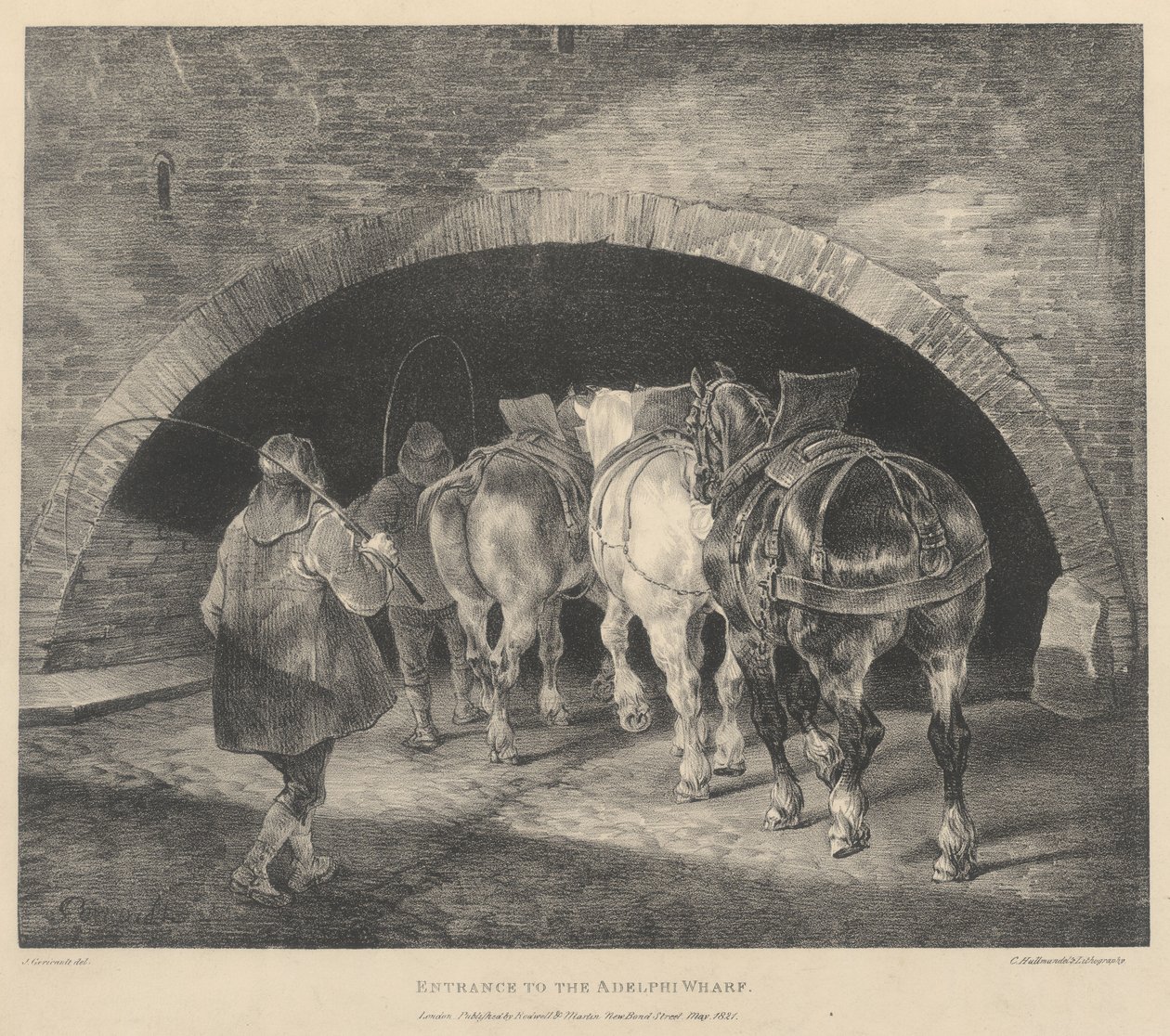 Ingang van de Adelphi Wharf door Theodore Gericault