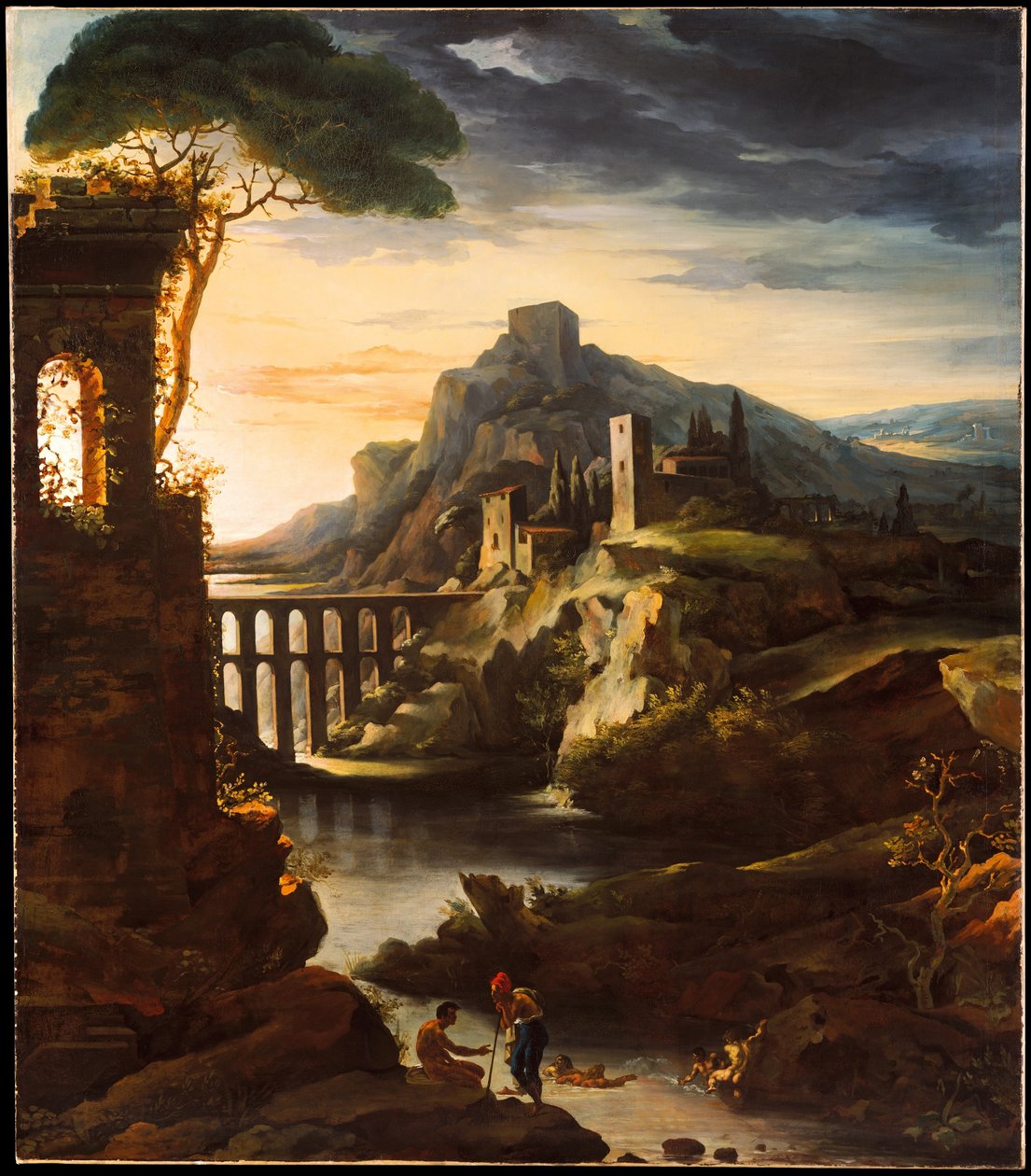 Avond: Landschap met een aquaduct door Theodore Gericault