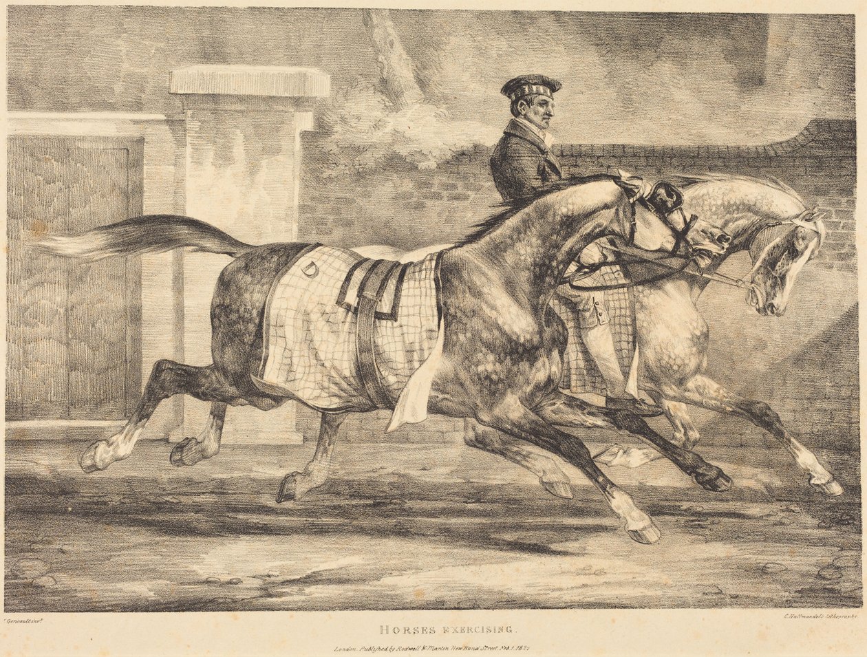 Paarden die trainen door Theodore Gericault