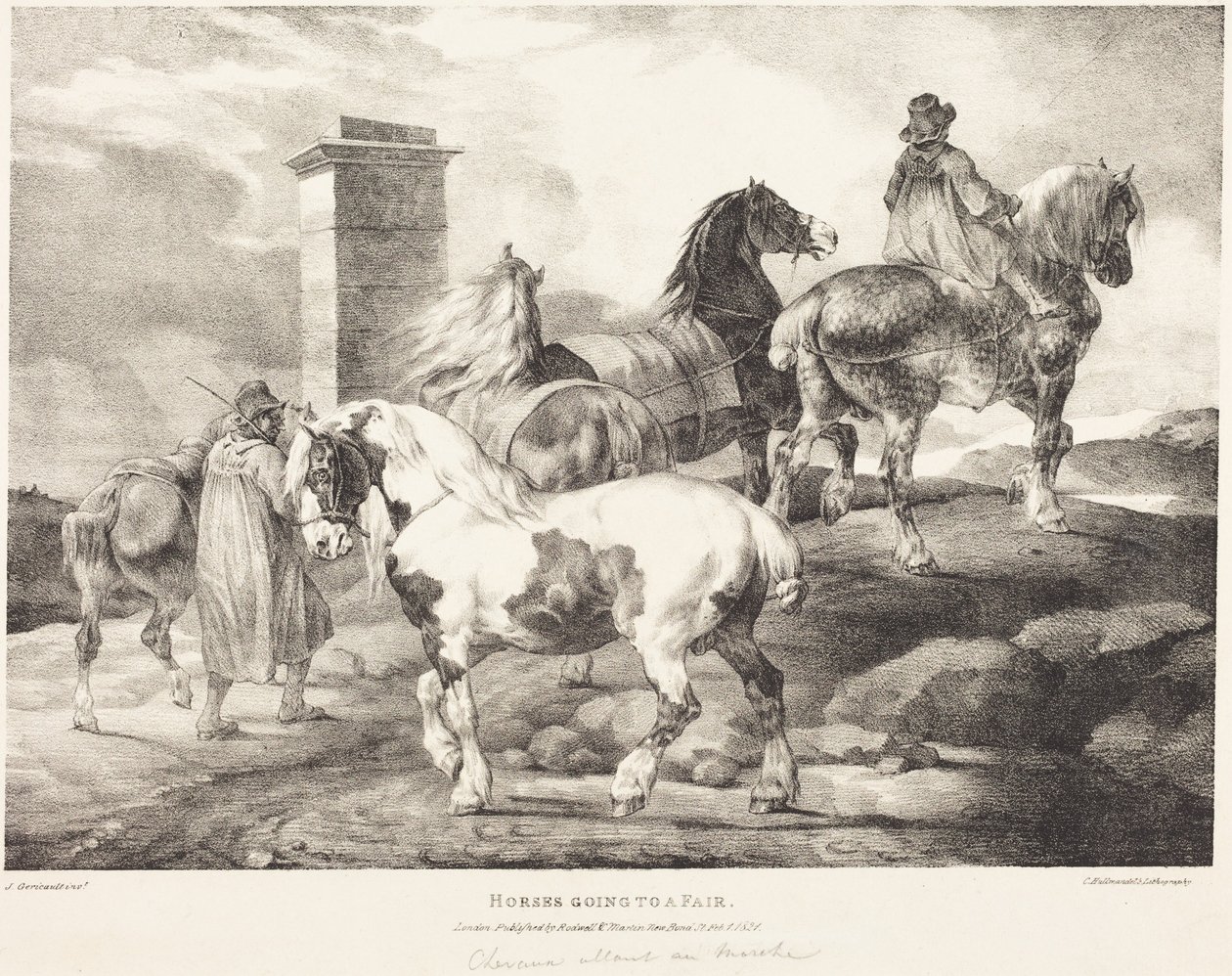 Paarden op weg naar een kermis door Theodore Gericault