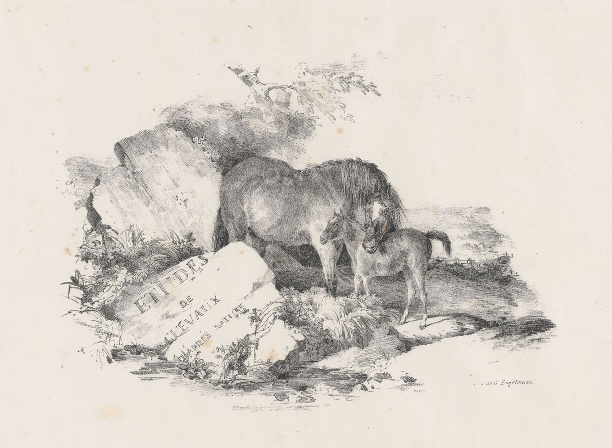 De merrie en haar veulen, frontispice (The Mare and Its Colt, Frontispiece) door Theodore Gericault