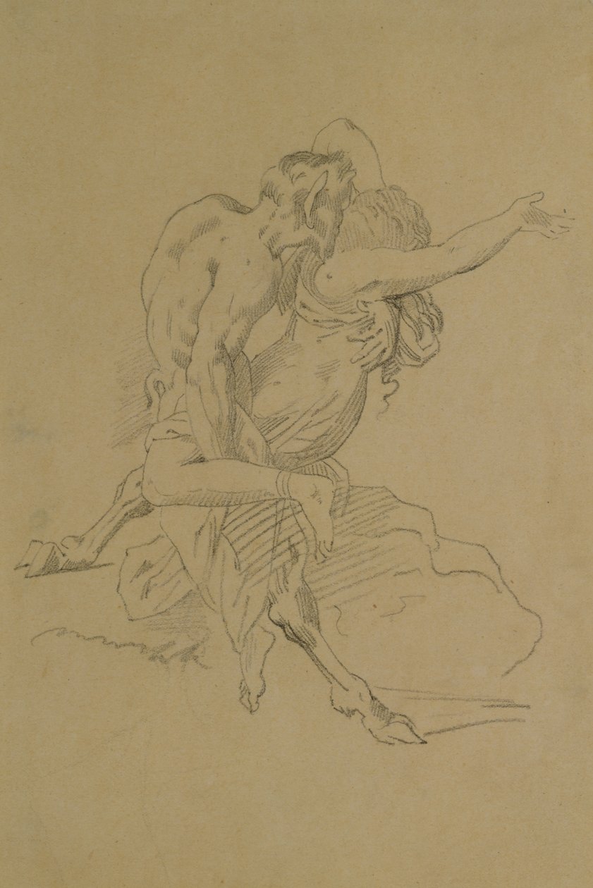 Nimf en sater door Theodore Gericault