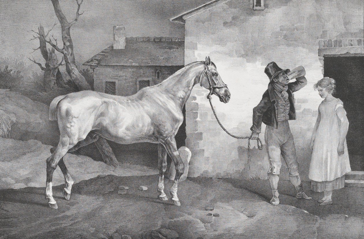 Oud Paard bij een Herbergdeur door Theodore Gericault
