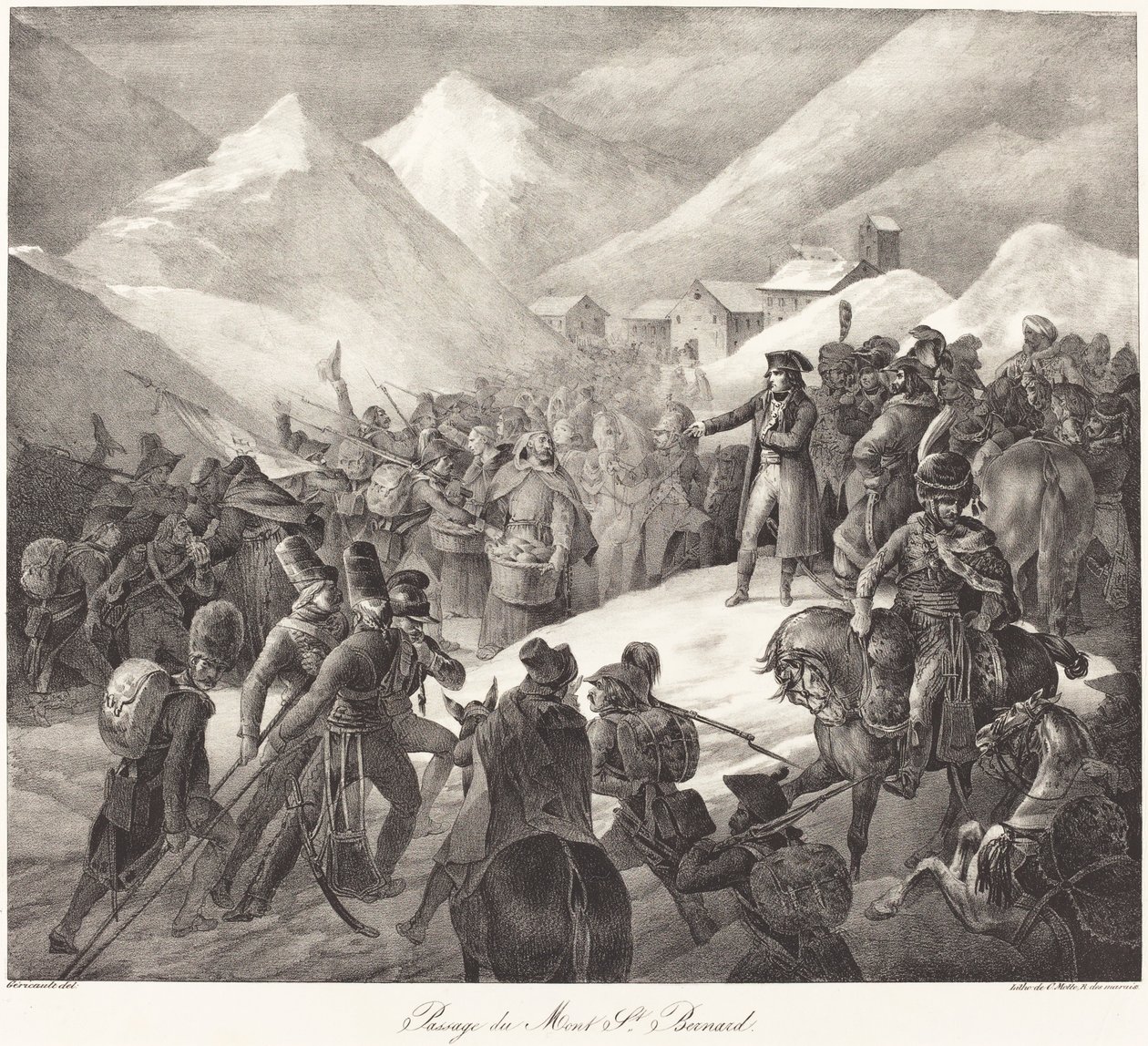 Napoleons leger steekt de St. Bernardpas over door Theodore Gericault