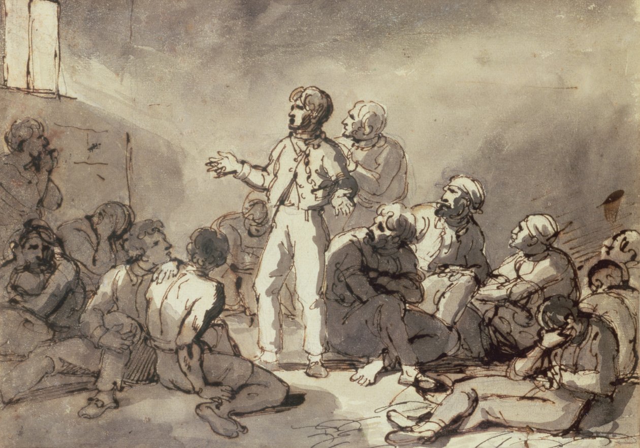 Gevangenen in een cel door Theodore Gericault