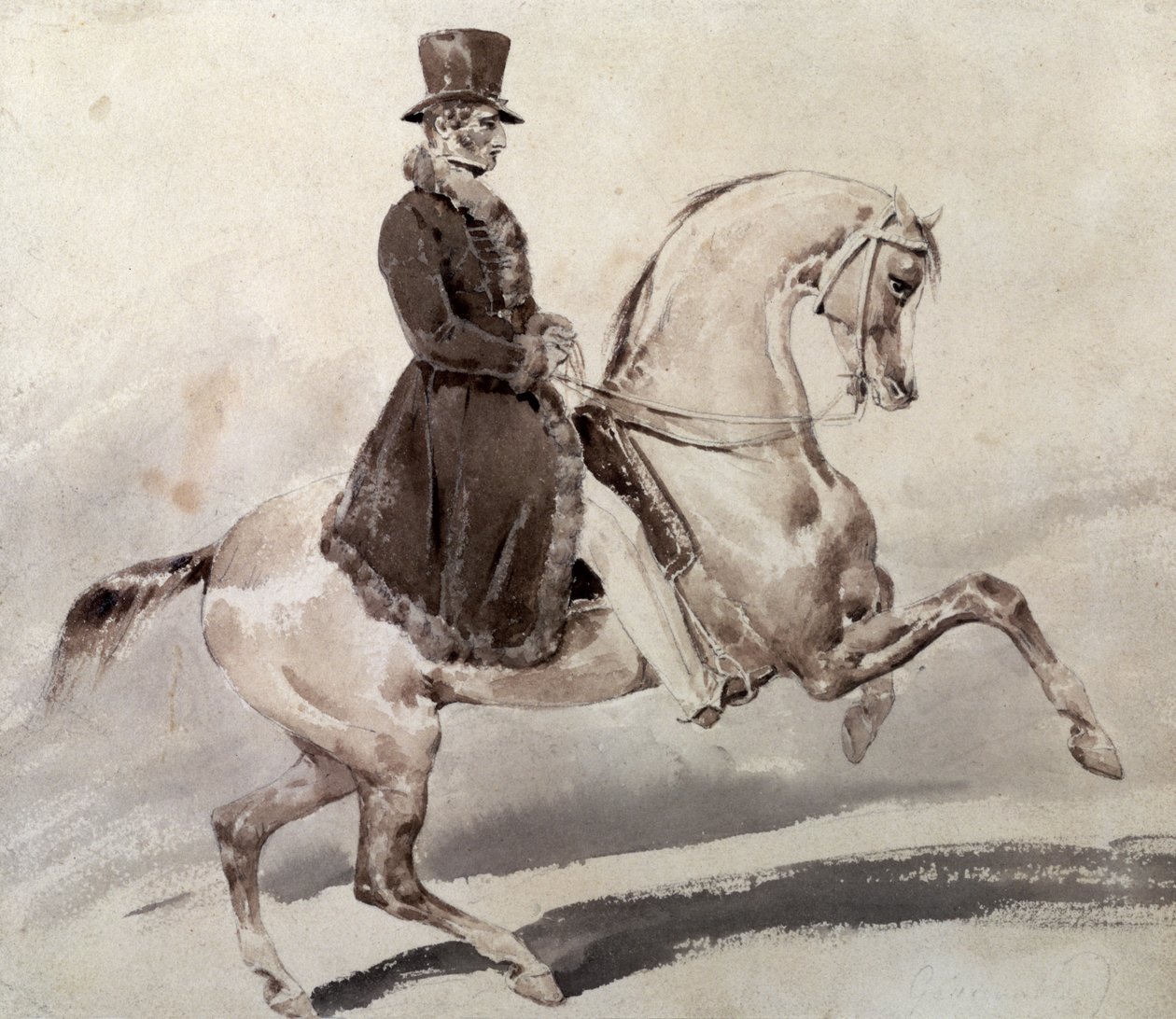 Ruiter in een met bont afgezette jas door Theodore Gericault