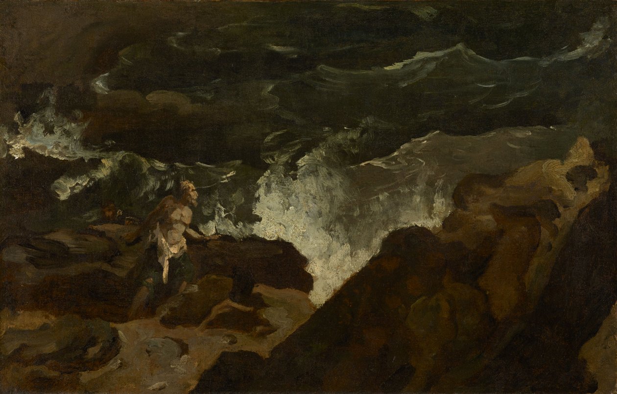 Gestrand op een strand (De storm) door Theodore Gericault