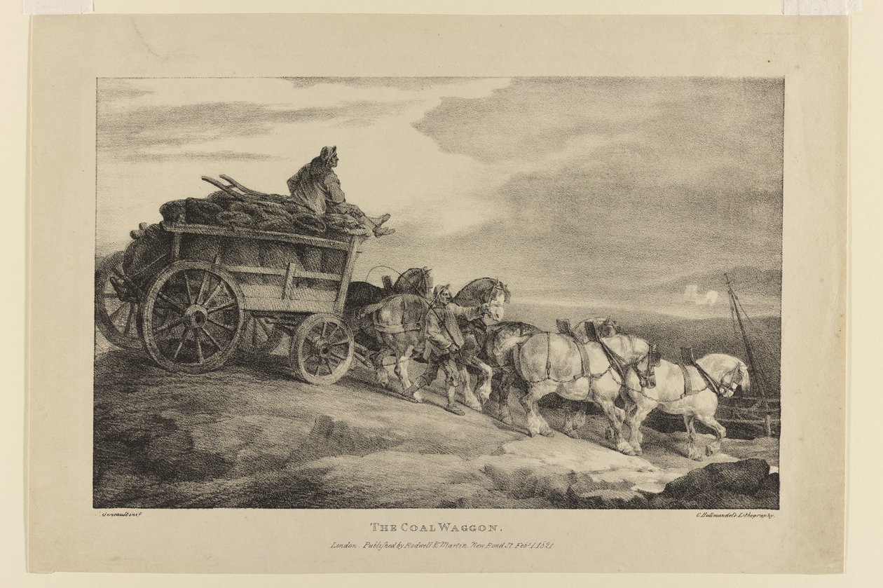 De kolenwagen, uit Diverse onderwerpen getekend uit het leven op steen door Theodore Gericault