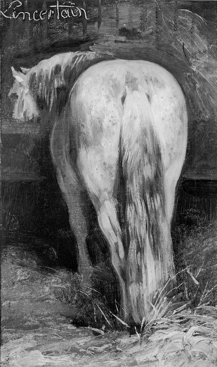 Onzeker, het paard in de stal door Theodore Gericault