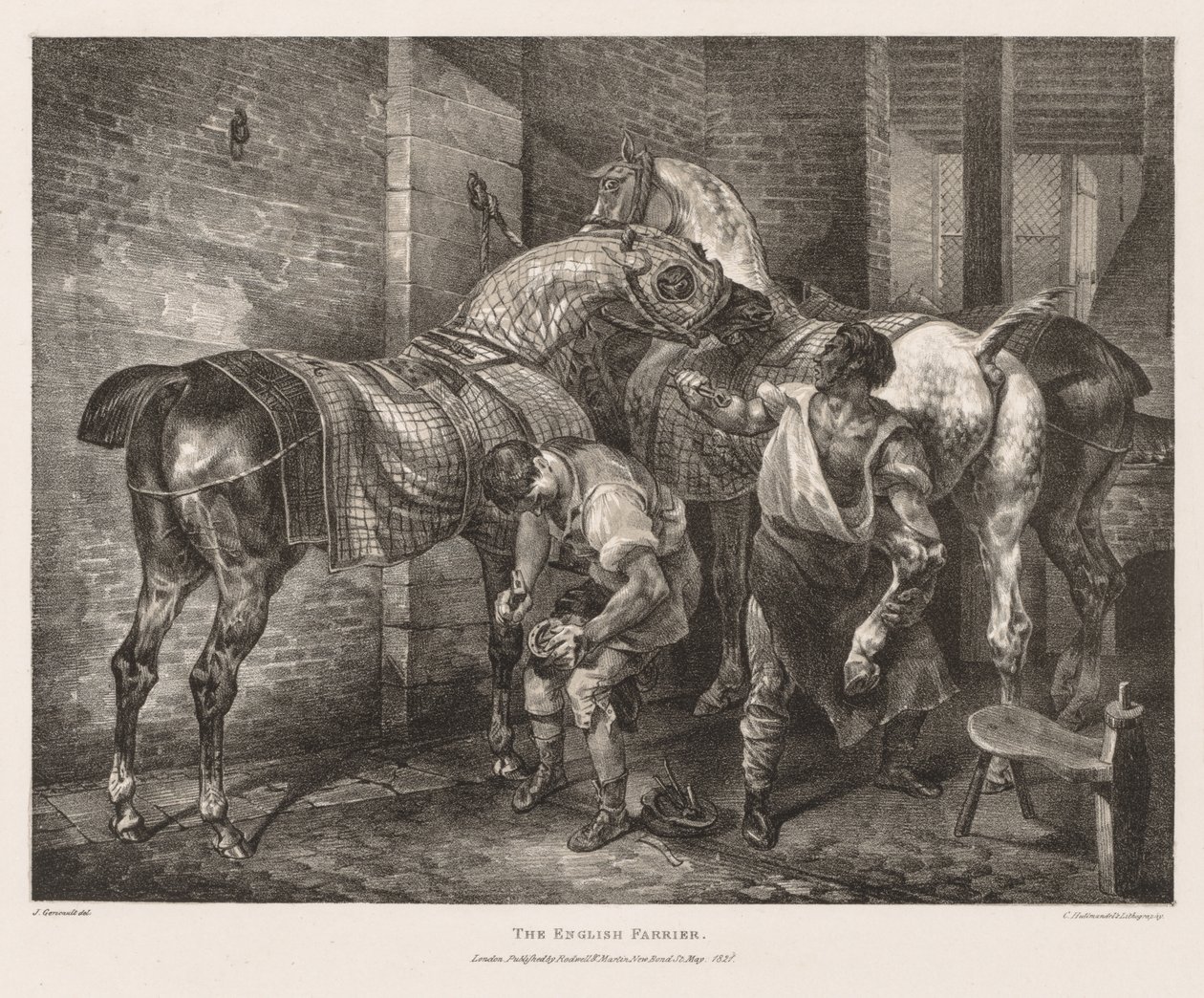 Verschillende Onderwerpen Getekend uit het Leven en op Steen: De Engelse Hoefsmid door Theodore Gericault