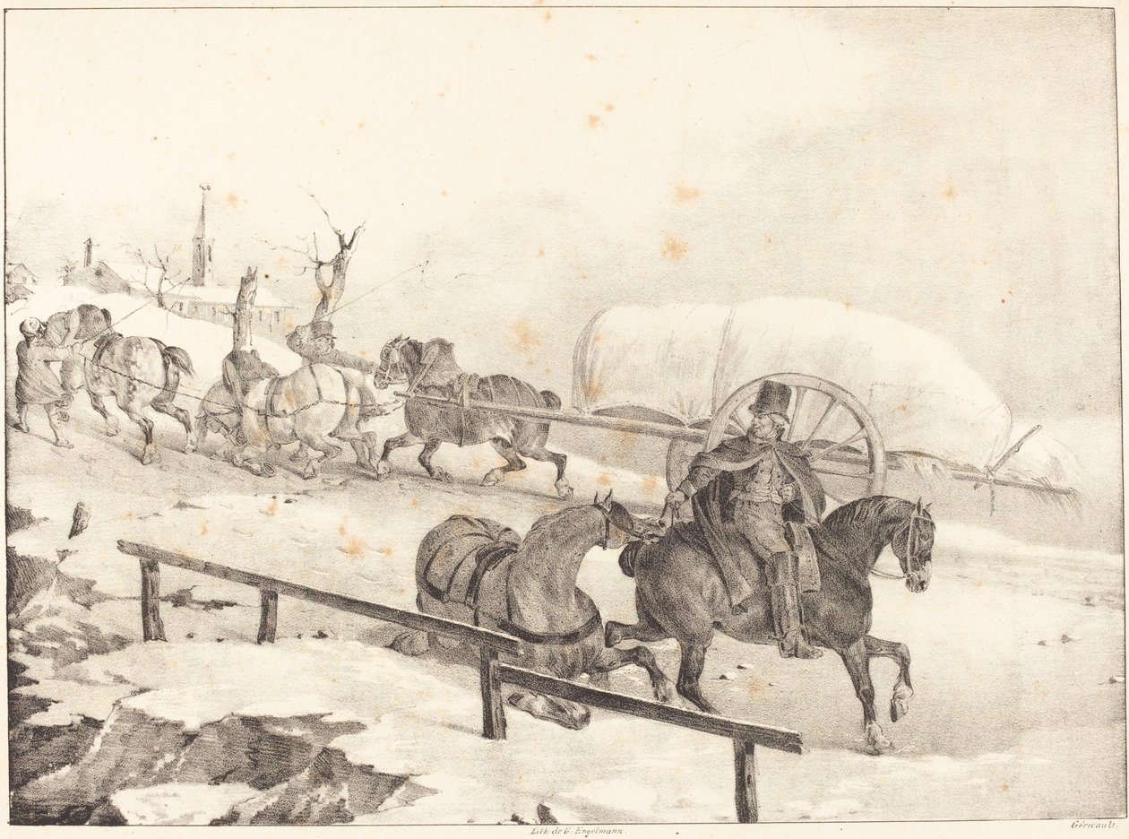 Voerman die een heuvel beklimt door Theodore Gericault
