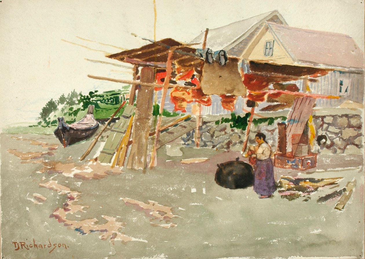 Zalm Drogen, Indiaans Dorp, Alaska door Theodore J. Richardson