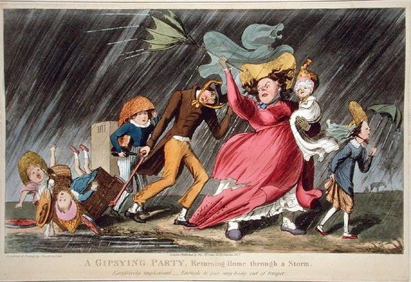 Een zigeunerfeest keert huiswaarts door een storm, uitgegeven door Thomas McLean, Londen door Theodore Lane