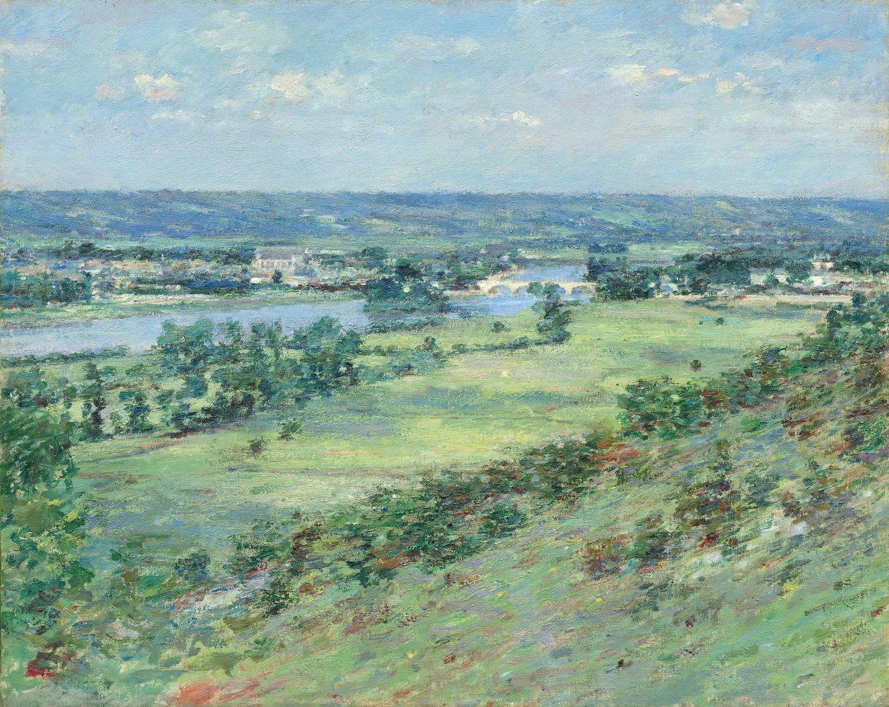 De vallei van de Seine, vanaf de heuvels van Giverny door Theodore Robinson