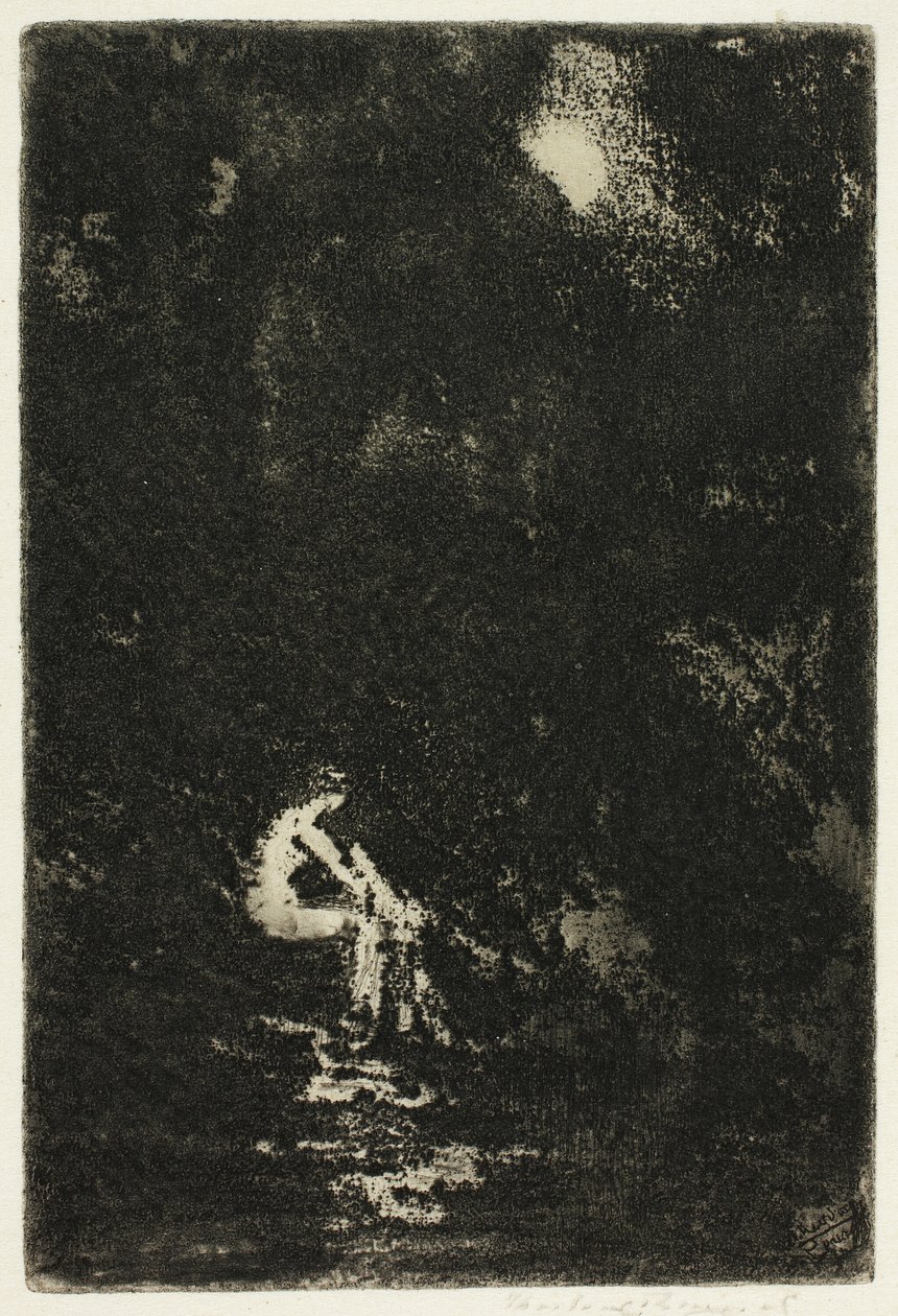 Een nimf die baadt, maanlicht door Theodore Roussel