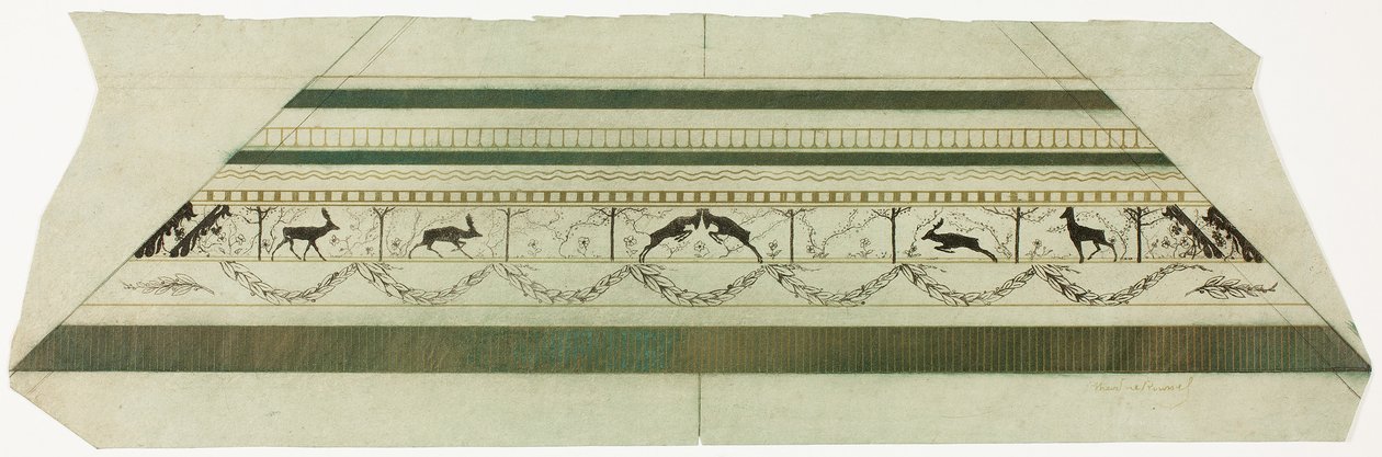Lijst met herten- en bloemenpatroon (onderste lijstgedeelte) door Theodore Roussel