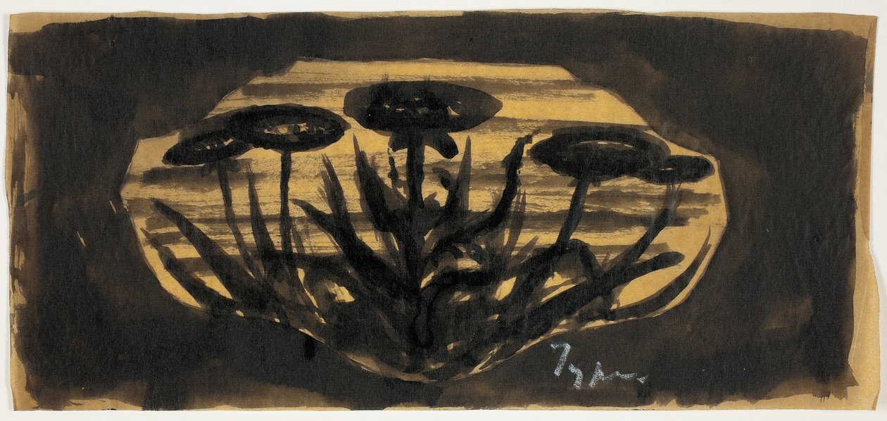 Zonder titel tekening voor frame cartouche (plantenmotief) door Theodore Roussel