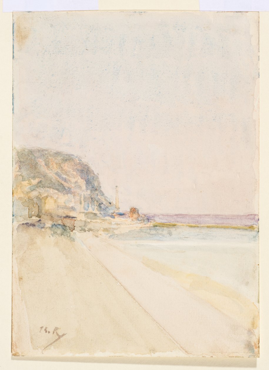 Uitzicht op East Cliff, Hastings, voor 1900 door Theodore Roussel