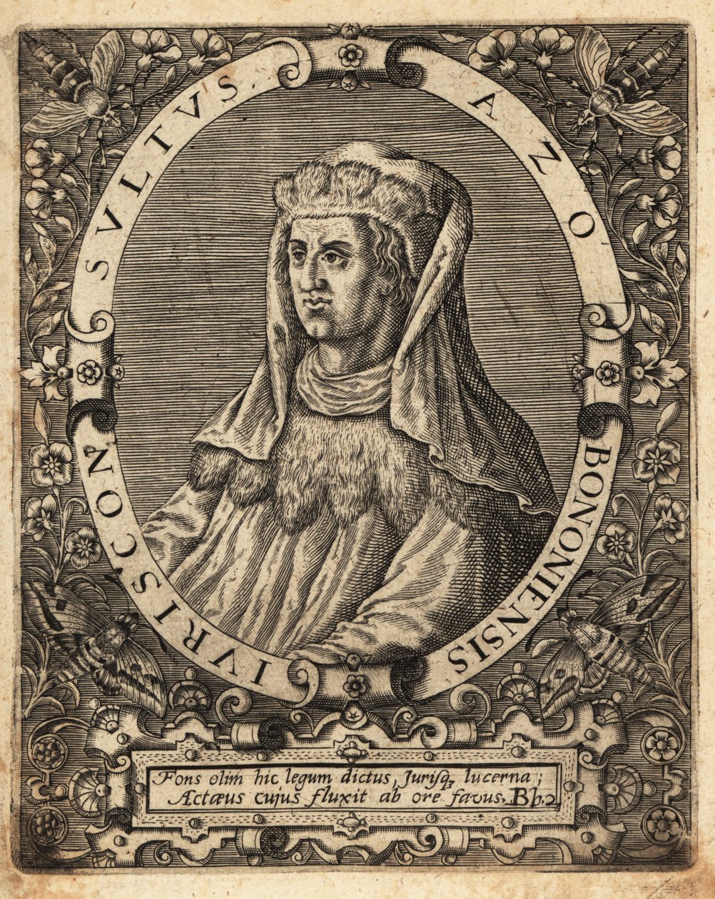 Azo van Bologna, fl. 1150-1230, Italiaanse jurist door Theodore de Bry