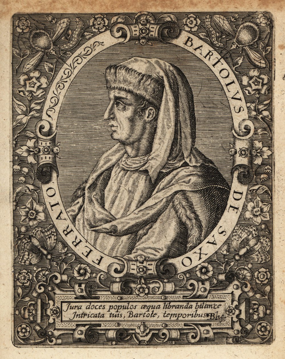 Bartolus de Saxoferrato, Italiaanse hoogleraar in de rechten door Theodore de Bry
