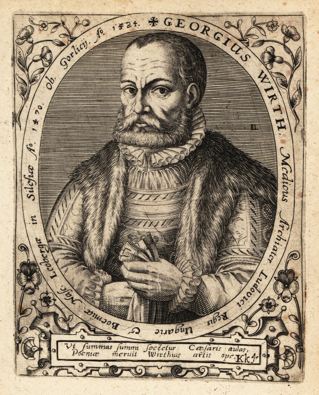 George Wirth, Duitse arts, geboren in Gorlice 1424 door Theodore de Bry