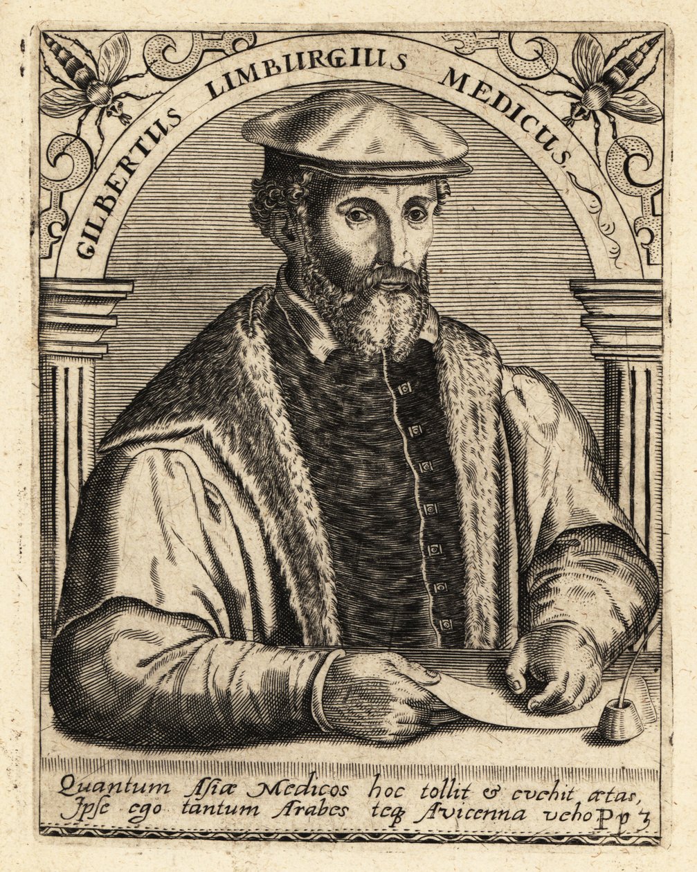 Gilbert Fusch van Limburg, Nederlandse arts, 1504-1567 door Theodore de Bry