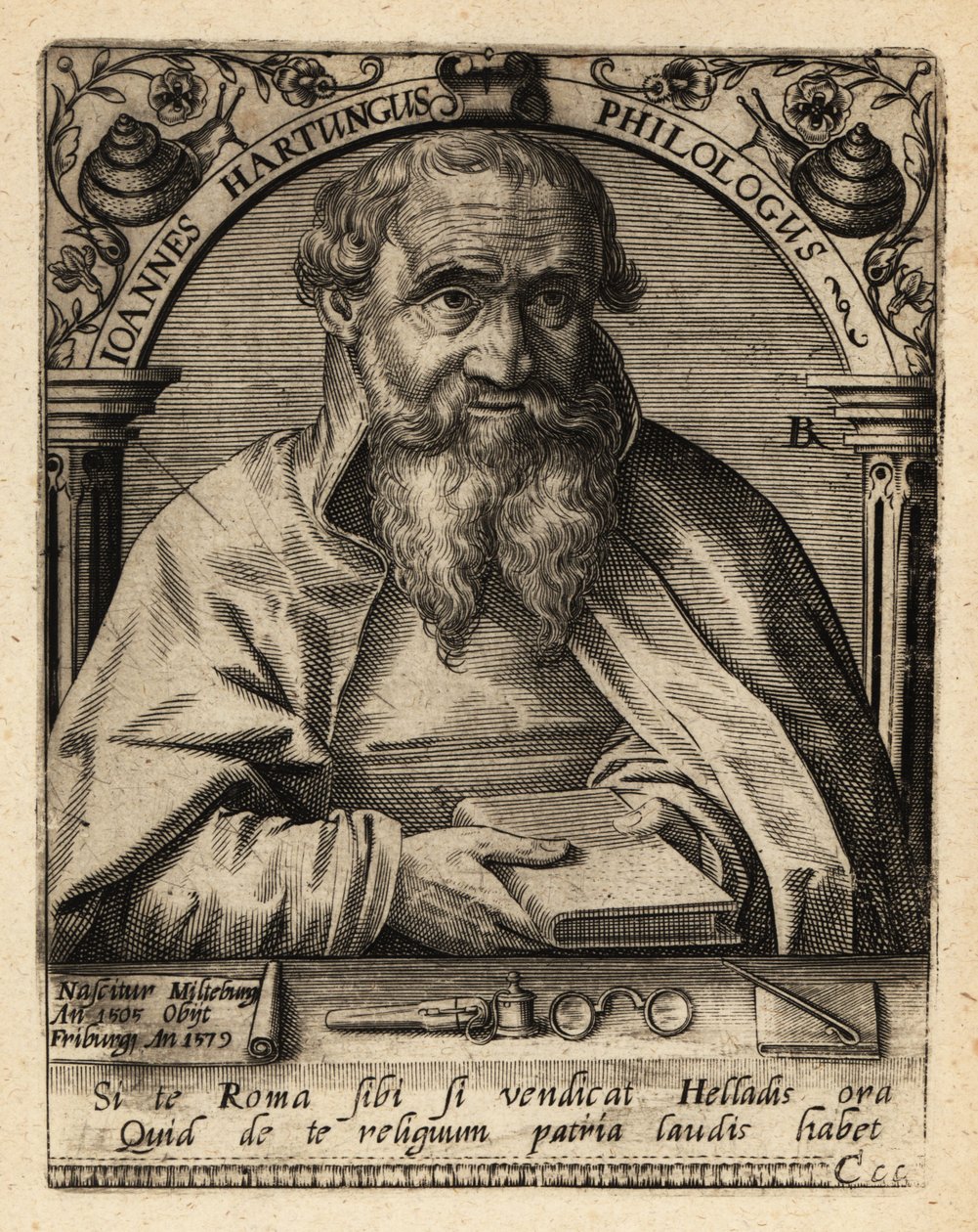 Johannes Hartung, Duitse Graecist en Hebraïst door Theodore de Bry
