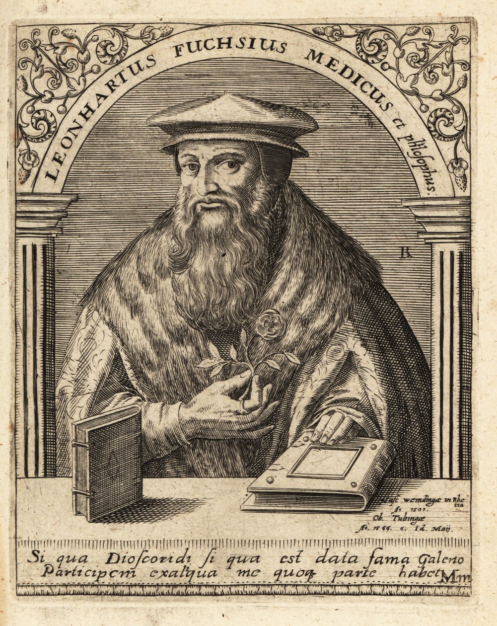 Leonhart Fuchs, Duitse arts en botanicus 1501-1566 door Theodore de Bry