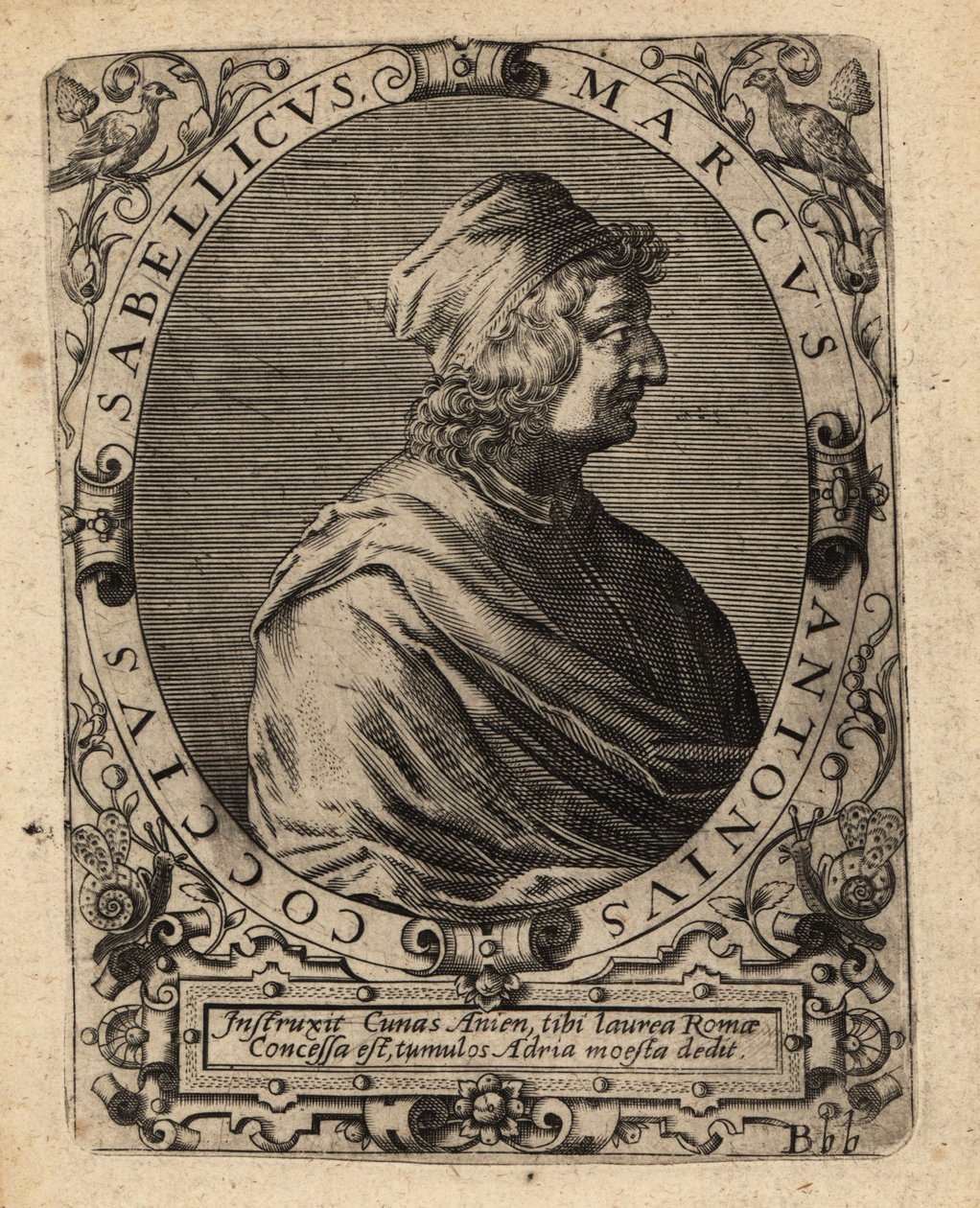 Marcus Antonius Coccius Sabellicus, Italiaanse geleerde. door Theodore de Bry