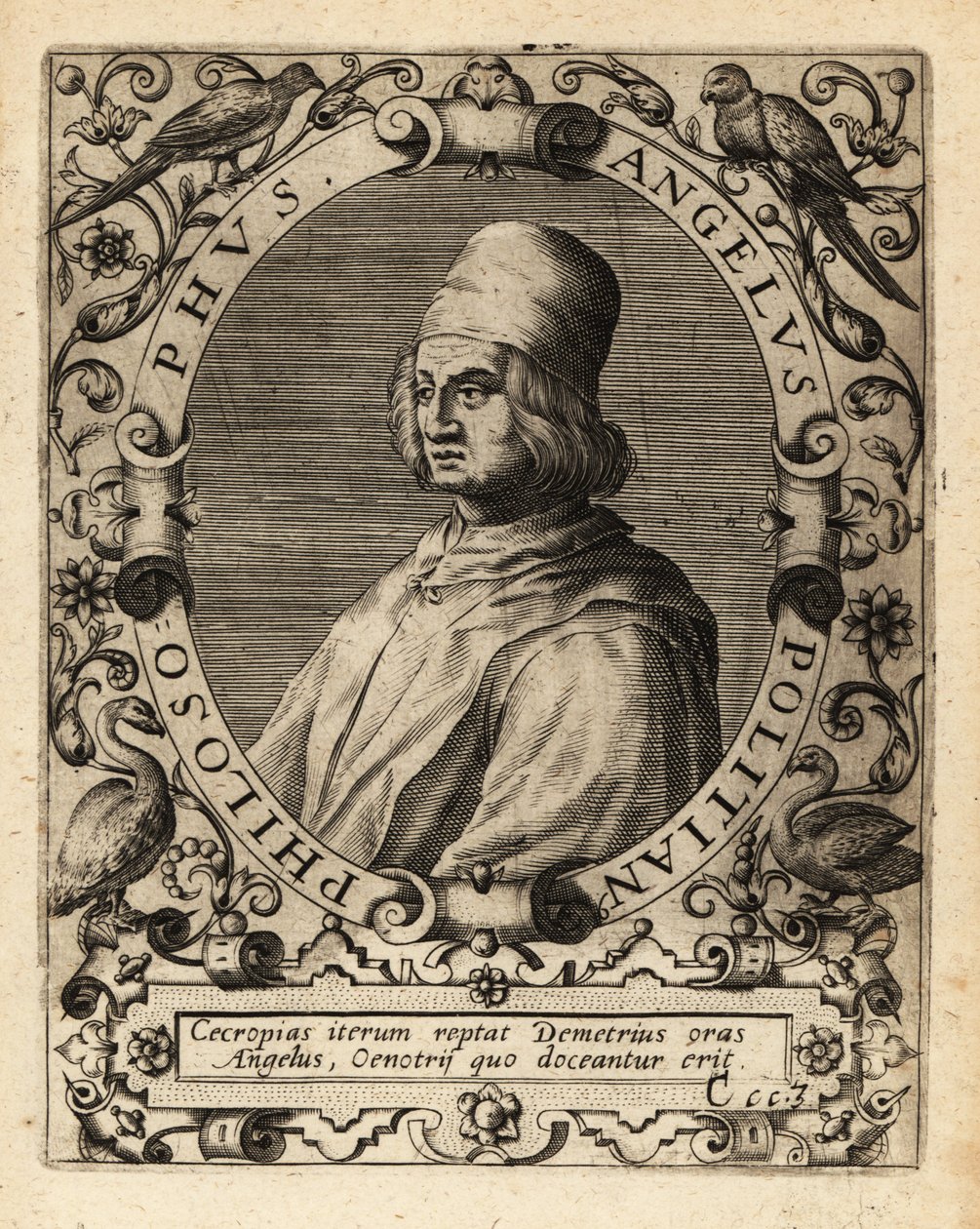 Poliziano, Italiaanse klassieke geleerde door Theodore de Bry