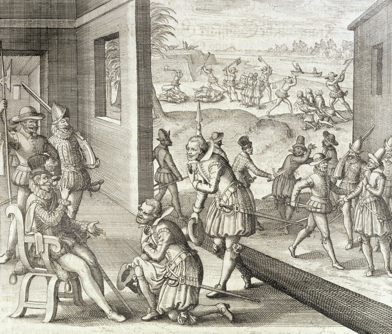 De Spaanse verovering van Fort Caroline, 1565, uit 