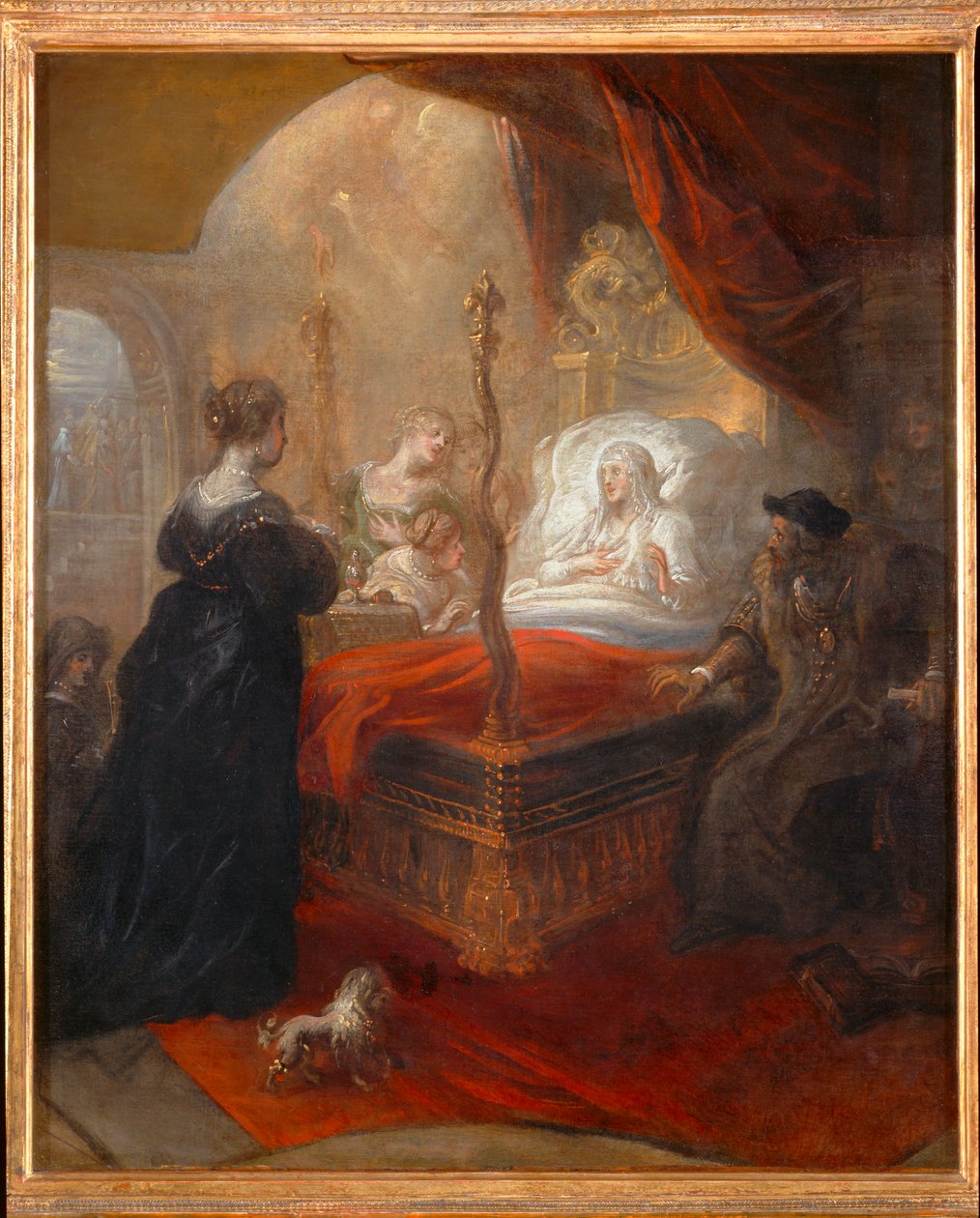 De heilige Franciscus van Paola voorspelt een zoon voor Louise van Savoye ... door Theodore van Thulden